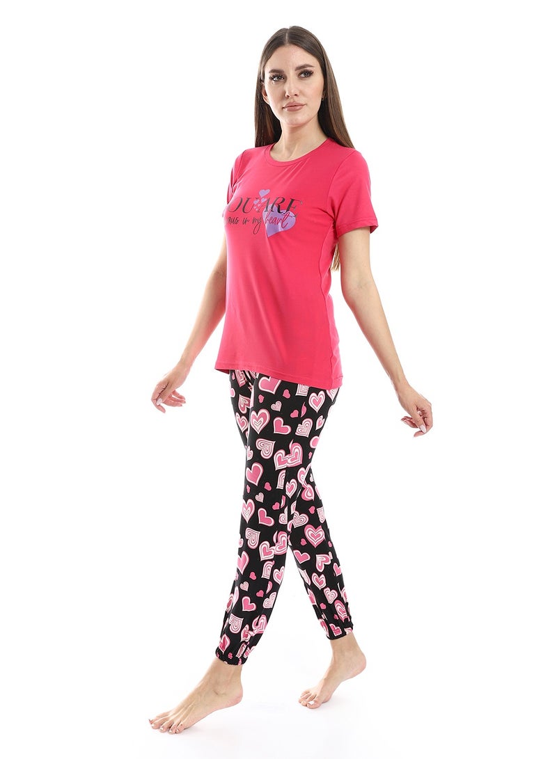 Caesar Women Pajama Set With Half Sleeves And Printed Photo - Image 2