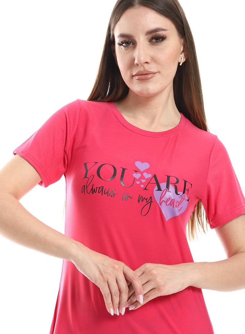 Caesar Women Pajama Set With Half Sleeves And Printed Photo - Image 3