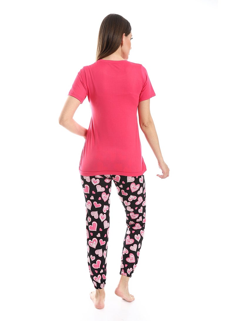 Caesar Women Pajama Set With Half Sleeves And Printed Photo - Image 4