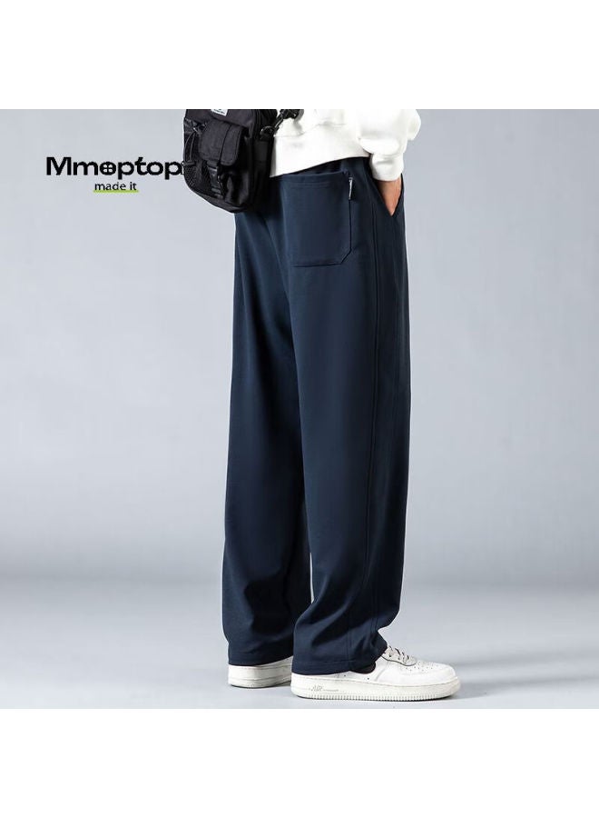 Mmoptop Trendy Draping Casual Pants For Men, Autumn And Winter, Wrinkle-free, Straight-leg Wide-leg Loose-fit Trousers, Cj01 Navy Blue XL - Image 5