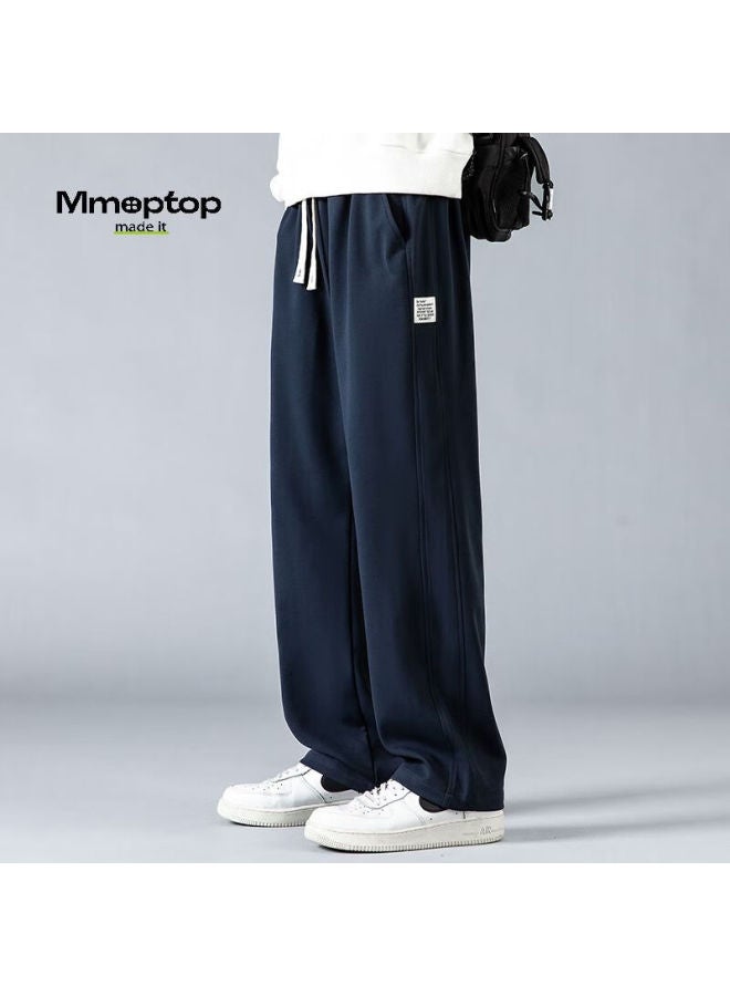 Mmoptop Trendy Draping Casual Pants For Men, Autumn And Winter, Wrinkle-free, Straight-leg Wide-leg Loose-fit Trousers, Cj01 Navy Blue XL - Image 2