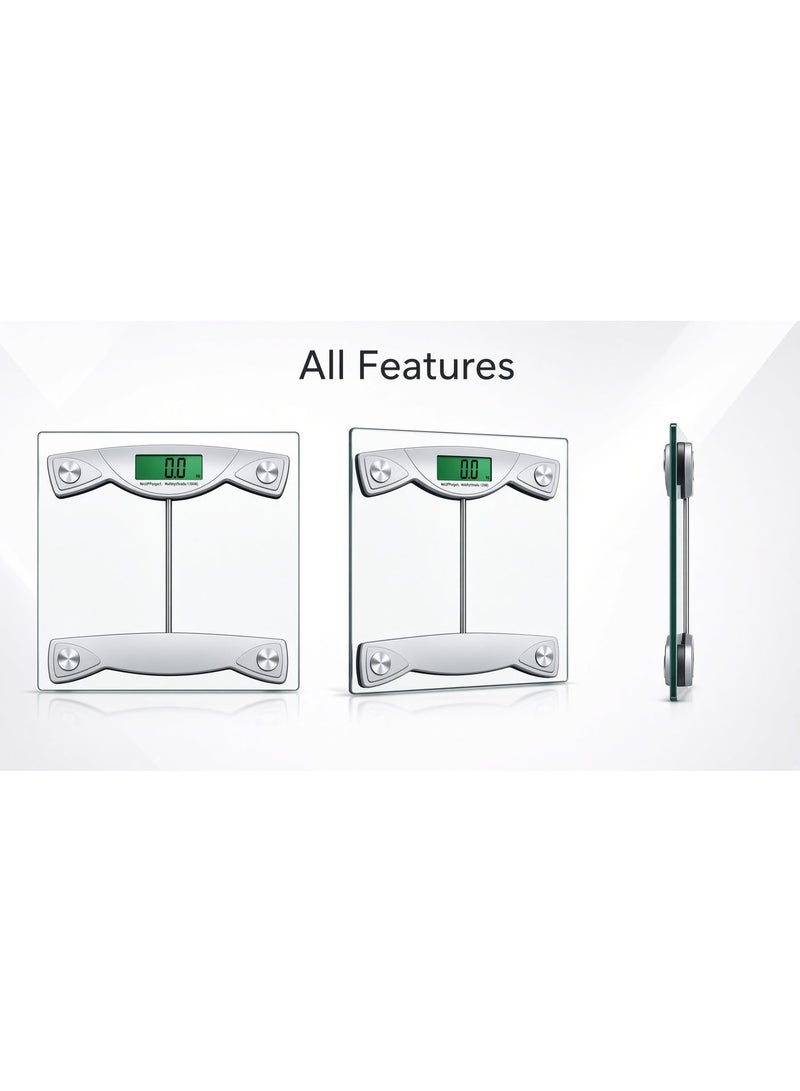 Nova NBS-1727BD Digital Personal Weighing Scale, 150kg Electronic Body Weight Scale with 6mm Tempered Glass, Accurate Digital Bathroom Scale, LCD Display, Silver - Image 5