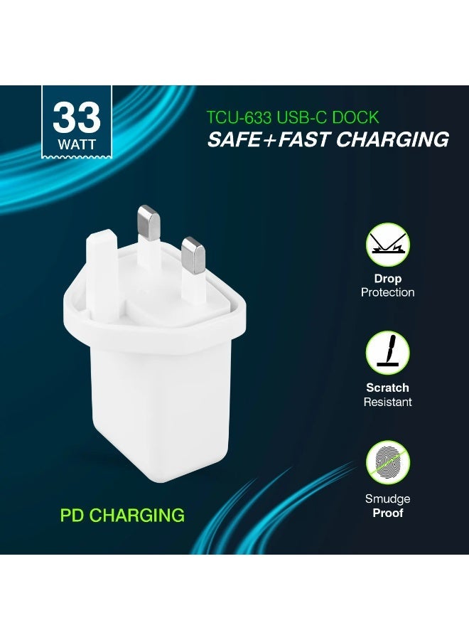 ERD شاحن سريع ERD 33W GaN | محول حائط فائق الصغر من نيتريد الغاليوم | توصيل طاقة عالي الكفاءة لأجهزة الكمبيوتر المحمولة USB-C، آيفون 15/16، سامسونج جالاكسي، والأجهزة اللوحية | شحن سريع بجميع البروتوكولات مع حماية متعددة الطبقات (أبيض، محول فقط) - Image 1