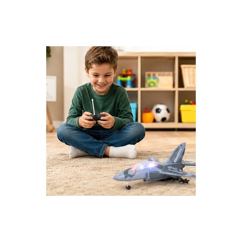 Aircraft RC Fighter Jet Toy for Boys, Remote Control Aircraft with Lights, Grey - Image 4