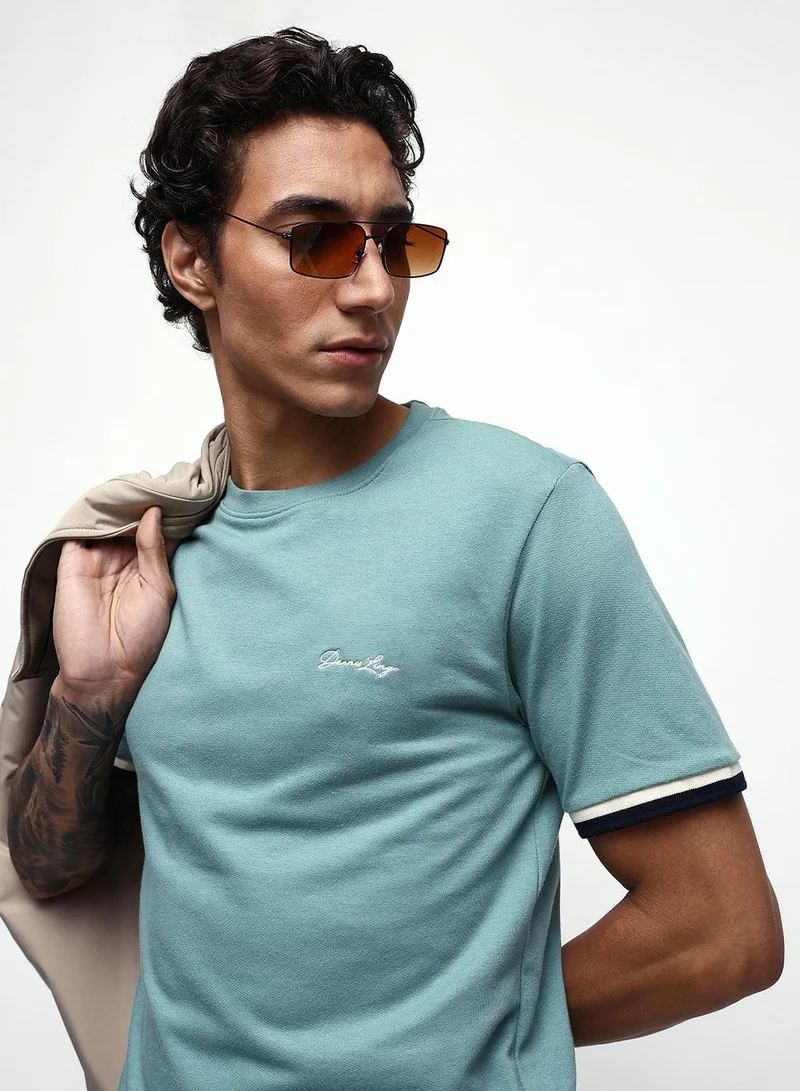Dennis Lingo Men's Mineral Blue 100% Cotton Relaxed T-Shirt