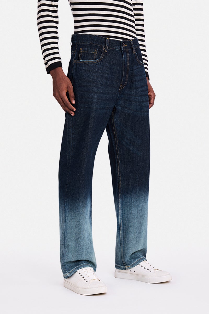 SNITCH Dark Blue Solid Straight Fit Jeans - Image 3