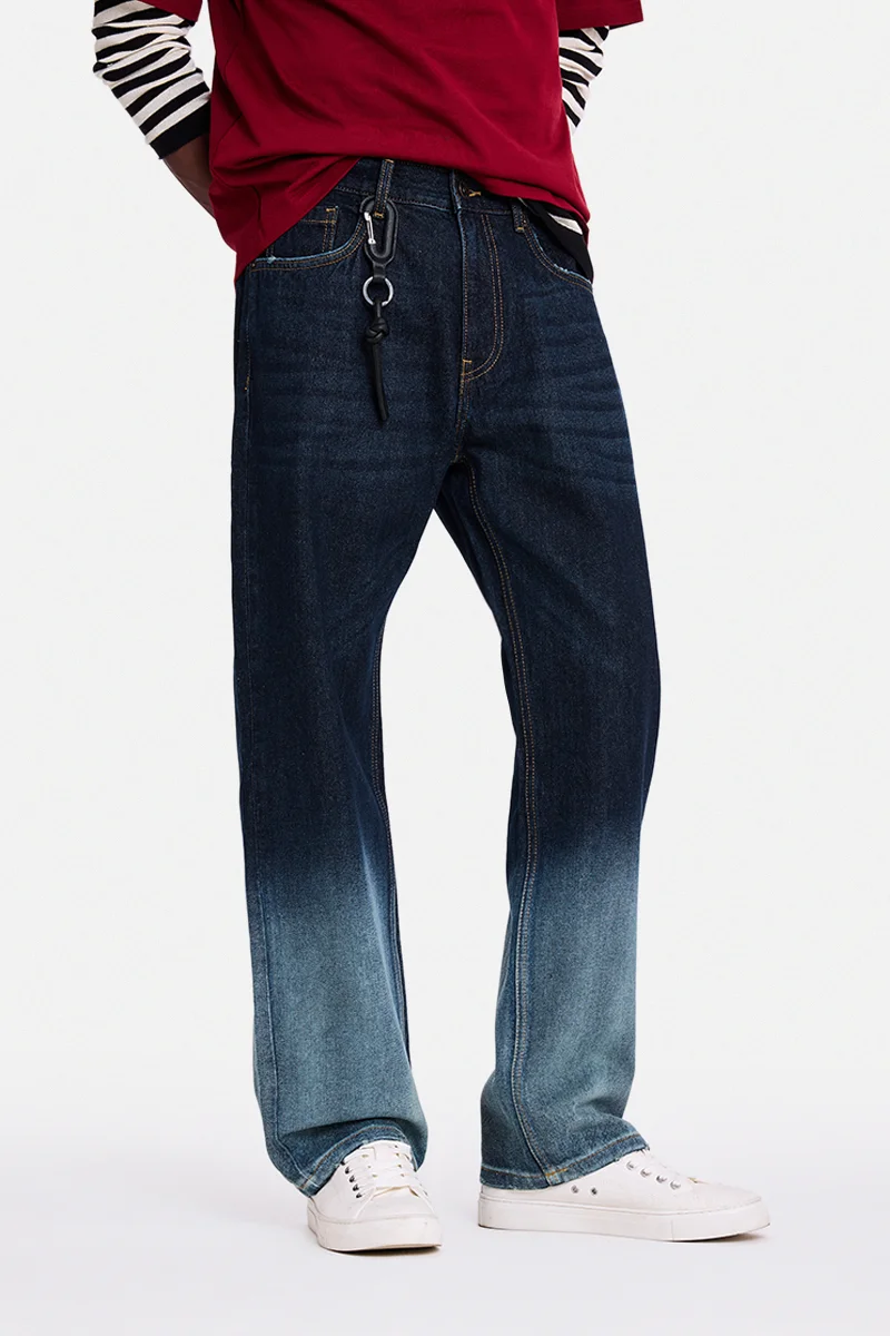 سنيتش Dark Blue Solid Straight Fit Jeans