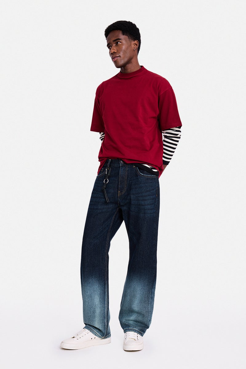 SNITCH Dark Blue Solid Straight Fit Jeans - Image 5