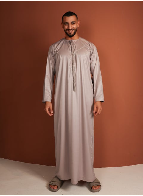 Kandhoura Idris – Soft Taupe Emirati Kandhoura – Premium Cotton Blend | Timeless Comfort & Elegance - 52 - Soft Taupe