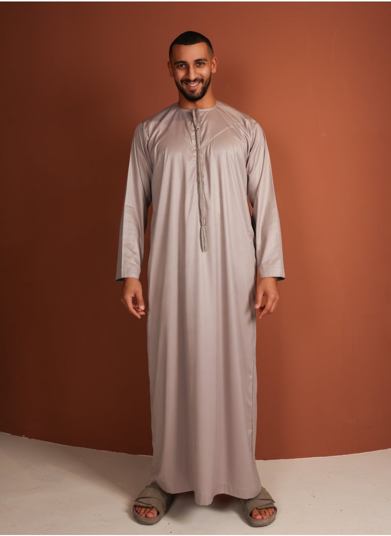 Yigo by Mariam - Kandhoura Idris – Soft Taupe Emirati Kandhoura – Premium Cotton Blend | Timeless Comfort & Elegance - 52 - Soft Taupe - Image 1