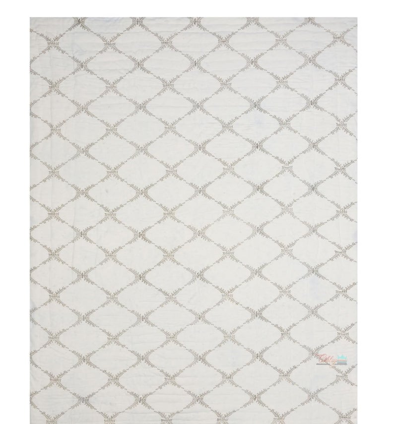 LOARSHY LOARSHY Organic Pure Cotton 350 TC Reversible Mulmul Hand Block Quilt Jaipuri Razai Single Bed Lotos Green 60X90 INCHES  - Image 4