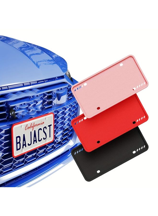 Pink License Plate Frame Heavy Duty Silicone Rust Proof Rattle Free Easy Install - Image 1