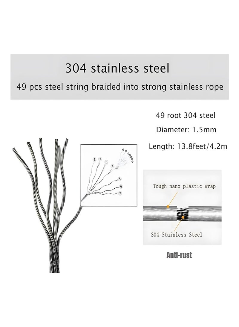 TAPIT Retractable Clothesline for Indoor Outdoor, Adjustable Clothes Rope with 4.2m Stainless Steel Line, Maximum Load 20kg, Invisible Wall Mounted Laundry Drying Rack (Single Line - White) - Image 4