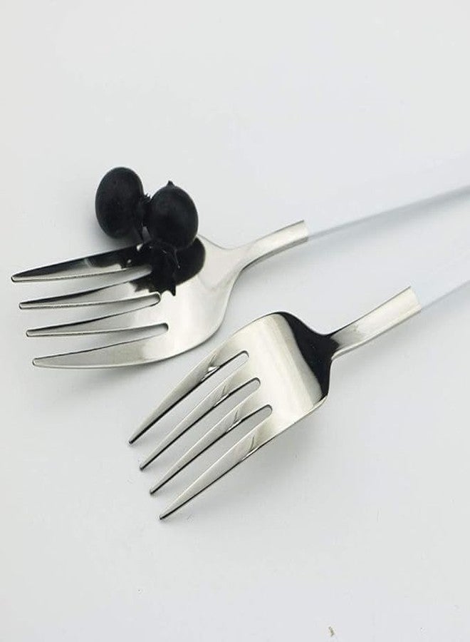 FIKKANI Dinner Forks Set|Stainless Steel Silver Table Forks Flatware with Colorful Handle 8 Inch Long Handle Fork for Buffet Salad Cake Dessert Fruit for Home|Kitchen|Restaurant (Random) (6) - Image 5