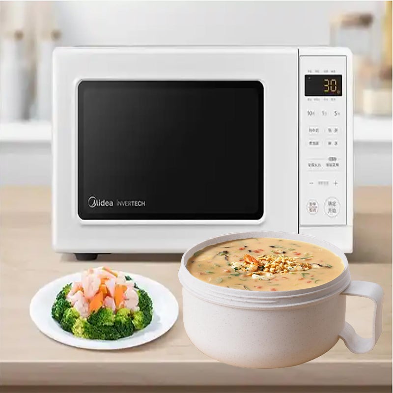 OZY Microwave Bowl Set with Lids and Handles,Ramen Noodles Cup Mug for Instant Noodles,Oatmeal,Salad,Soup,Cereal,Ideal for Home,Office, Dorm (1Beige) - Image 5