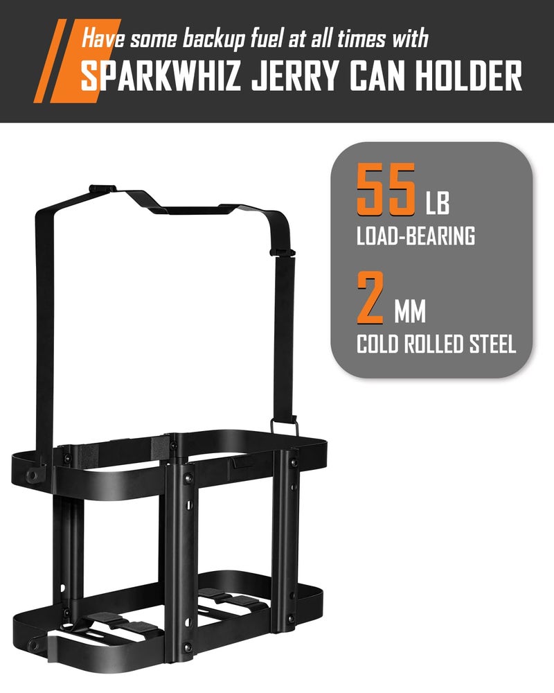 SPARKWHIZ Jerry Gas Can Holder, 5 Gallon / 20 Liter Steel Jerry Can Mount Brackets, 2 Pack - Image 3
