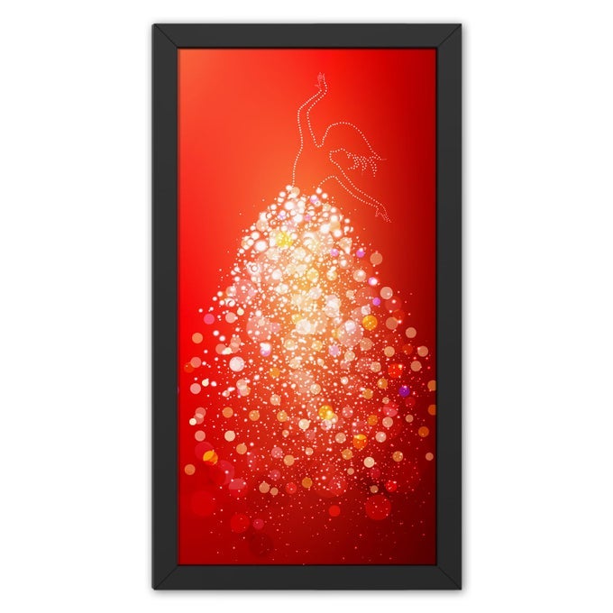 RITWIKAS RED COLOR ABSTRACT ART GIRL SHAPE SHINING DIGITAL REPRINT PAINTING WITH BLACK FRAME SIZE 75X135 INCH SET OF 1 RED