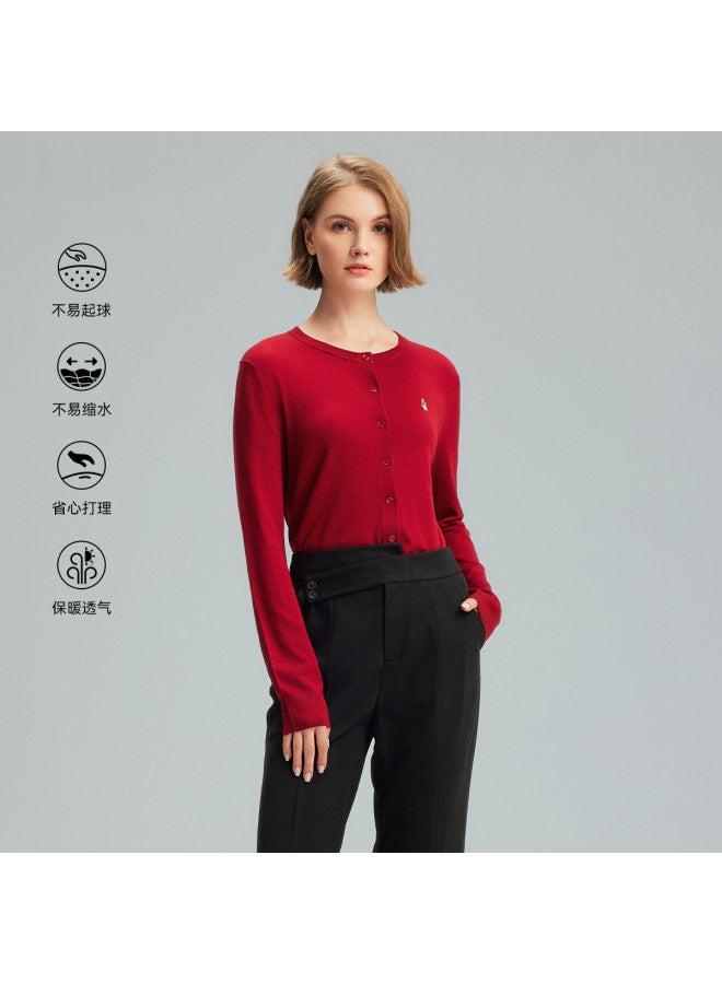 Hush Puppies New Year's Style Lightweight Round Neck Cardigan Women's Knitwear Winter Wool Base Layer Exquisite Elegant Temperament Inner Wear - Image 2