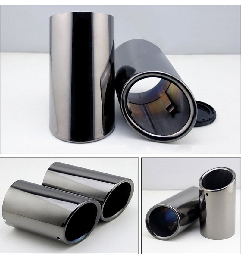 Dsycar Black Coated Polished Finish Stainless Steel Car Exhaust Muffler Tip Pipe Compatible with VW Volkswagen JETTA 2009-2018 / SAGITAR 2011-2015 / POLO 2012-2014 / GOLF 7 2013-2015 (Black) - Image 2