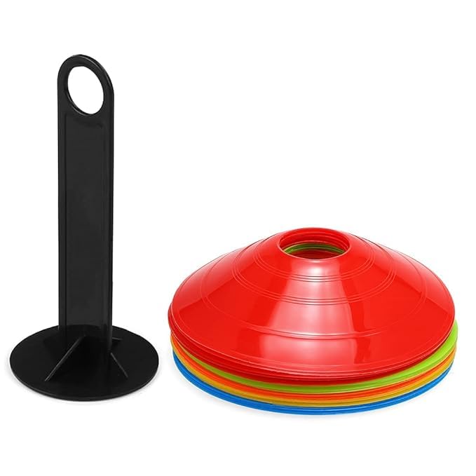 CRAZX Disc Soccer Cones – Set of 50 Training Marker Cones for Soccer, Football, Sports, Agility Drills, Field Markers – Durable Plastic, Flexible, Stackable with Carry Holder for Coaches & Athletes (20) - Image 3