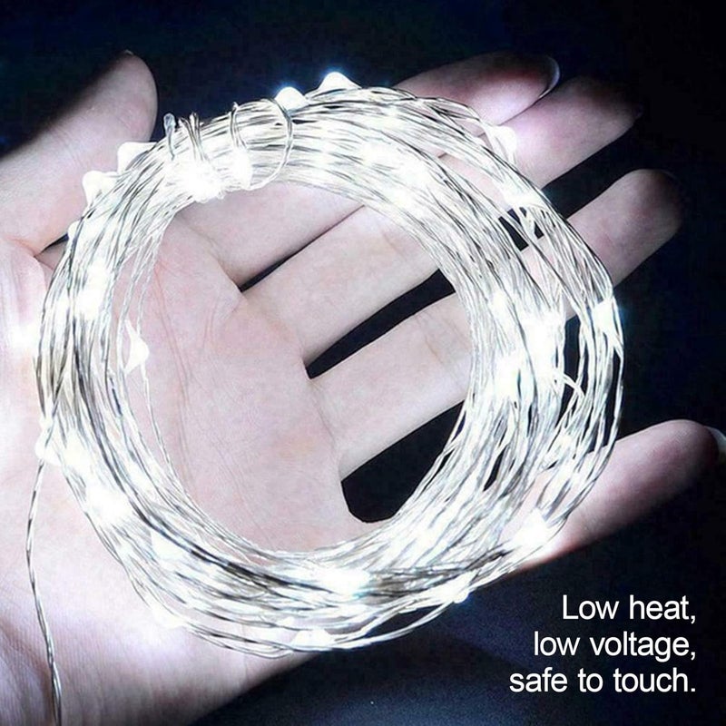 ANJAYLIA 33Ft 100 LED Fairy Lights Battery Operated String Lights Firefly Lights Garden Home Bedroom Christmas Party Wedding Festival Decorations, White - Image 4