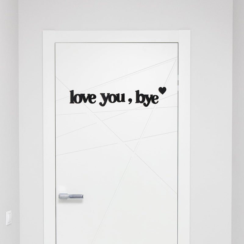 Longan Craft Love You Bye Sign Above Door Wooden Door Topper Decoration, Love You Bye Sign for Door Frame Corner Wall DÃ©cor Home Art Gift, Hallway Entryway Decorations Express Loves and Warm(Black Color with Heart) - Image 4