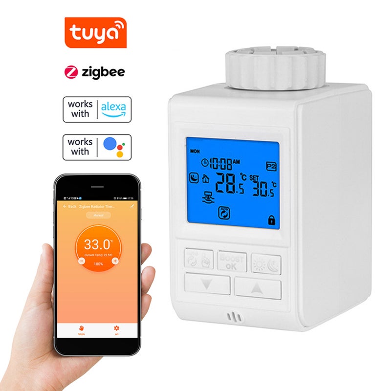 Tuya Zigbee LCD Display TRV Thermostatic Radiator Valves Intelligent Temperature Control Heating Valves Thermostatics Radiator Valves Weekly Programmable APP Control Compatible with and - Image 1
