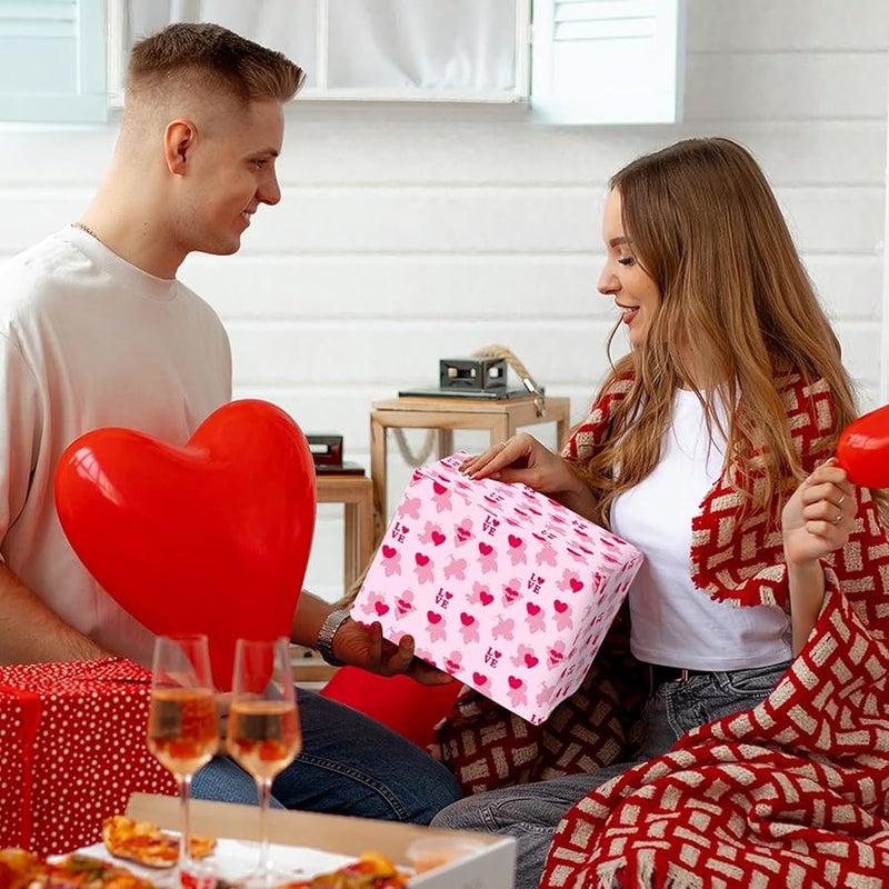 نوع D ورق تغليف هدايا عيد الحب 70 × 50 سم طباعة قلبية لأعياد الميلاد وذكرى الزواج - Image 3