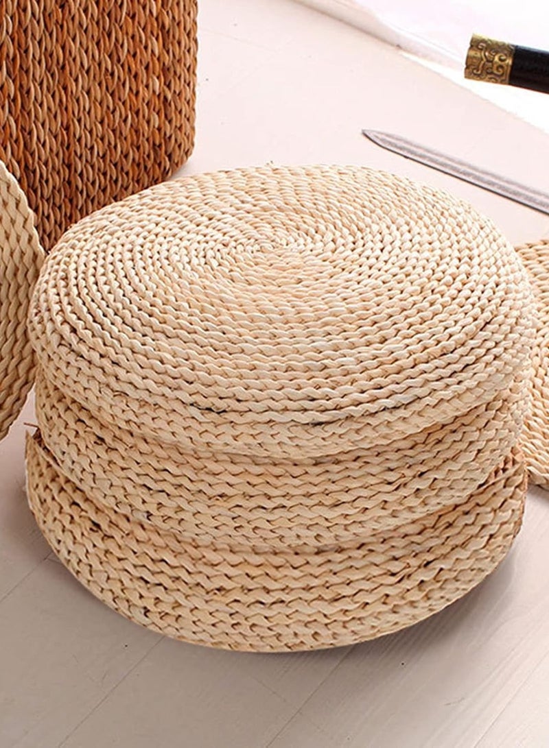 HOME TASTE Handwoven Straw Floor Pouf Cushion – Round Tatami Meditation Seat 40x10 cm – Natural Japanese Yoga Pad for Dining Room, Garden, or Living Room Seating  - Image 4