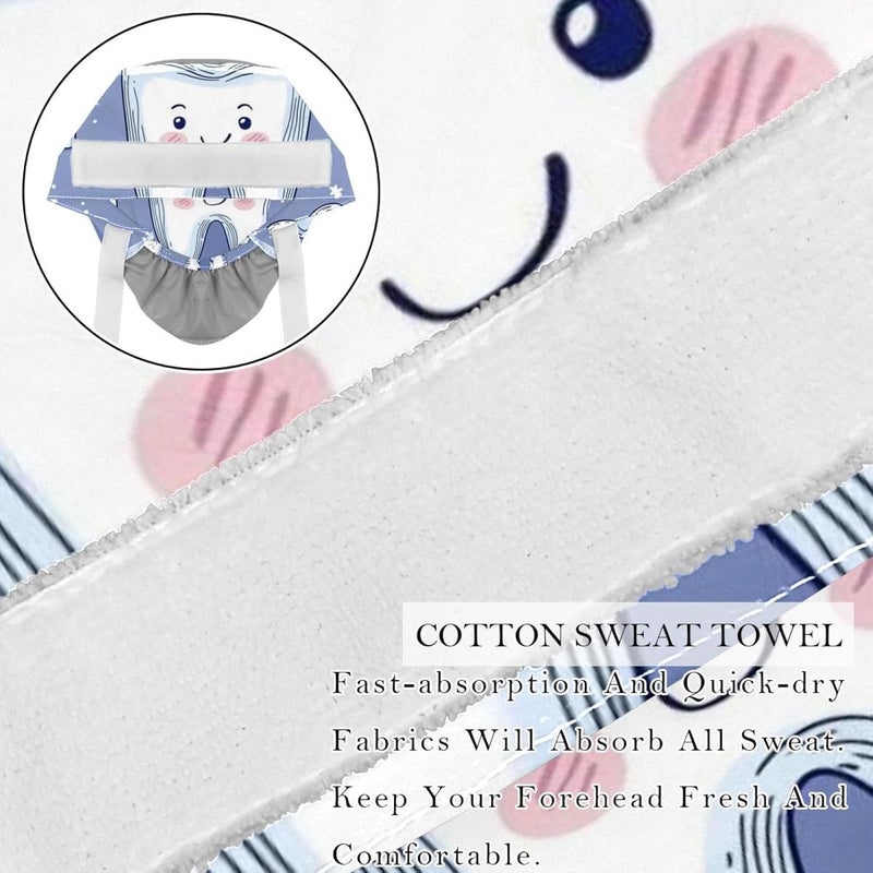 2 Packs Cute Teeth Adjustable Women Men Scrub Cap Sweatband - Image 2