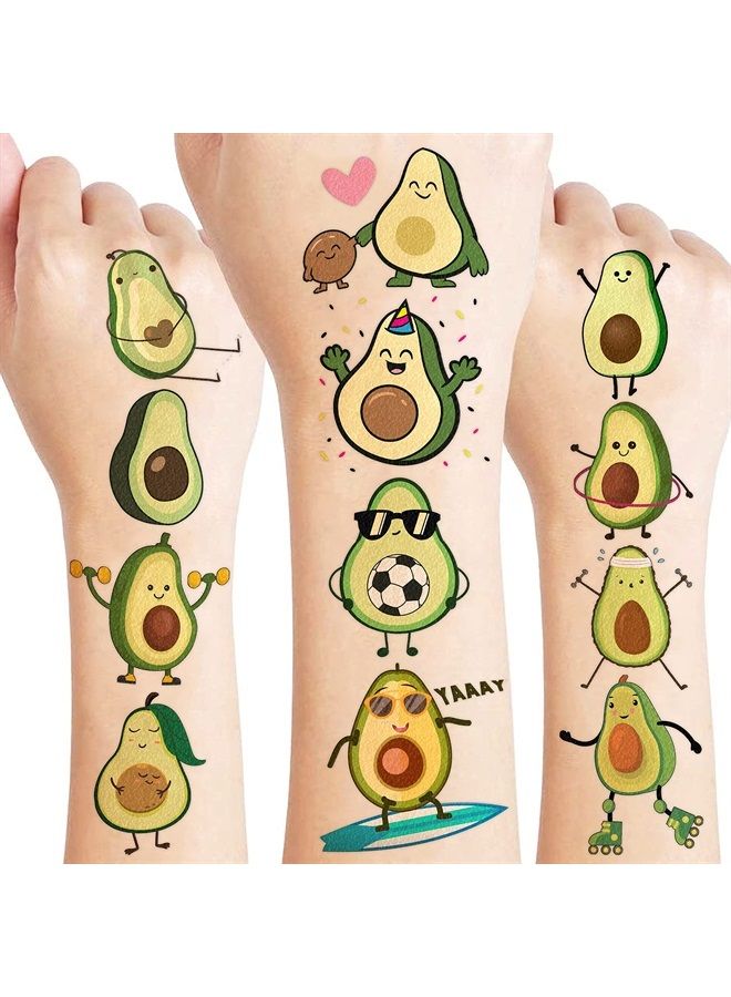 8 Sheets (96PCS) Cute Avocado Temporary Tattoo Stickers Fruit Themed Birthday Party Supplies Decorations Favors For Kids Boys Girls Gifts Classroom School Prizes Rewards - Image 1