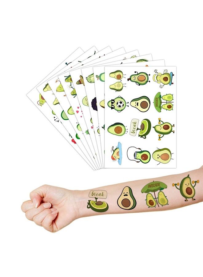 8 Sheets (96PCS) Cute Avocado Temporary Tattoo Stickers Fruit Themed Birthday Party Supplies Decorations Favors For Kids Boys Girls Gifts Classroom School Prizes Rewards - Image 4