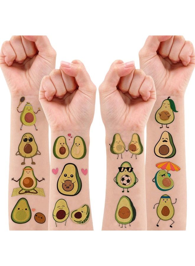 8 Sheets (96PCS) Cute Avocado Temporary Tattoo Stickers Fruit Themed Birthday Party Supplies Decorations Favors For Kids Boys Girls Gifts Classroom School Prizes Rewards - Image 2