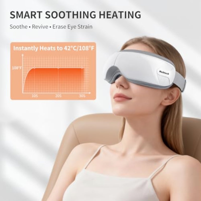 Eye Massager with Heat and Air Pressure for Eye Strain, Dry Eyes Heated Eye Mask for Head Tension, Ideal Gifts for Women Men Him Her, Skin-friendly Protein Leather Material - Image 4
