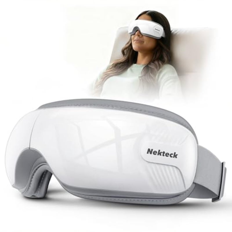 Eye Massager with Heat and Air Pressure for Eye Strain, Dry Eyes Heated Eye Mask for Head Tension, Ideal Gifts for Women Men Him Her, Skin-friendly Protein Leather Material - Image 1