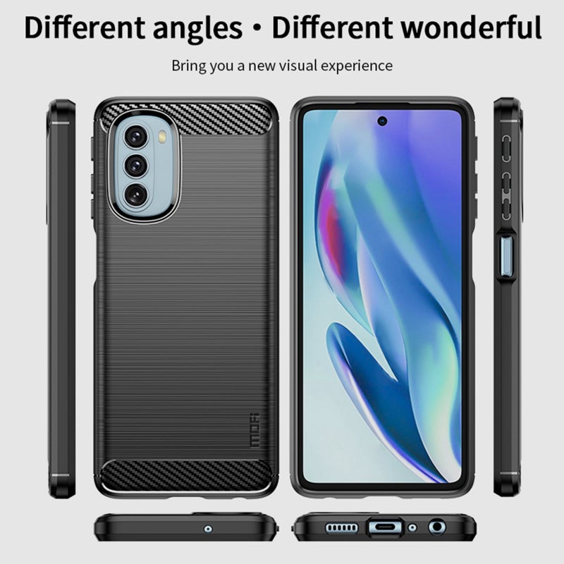 HuHa Case Cover For Motorola Moto G51  5G MOFI Gentleness Brushed Carbon Fiber Soft TPU Case(Gray) - Image 5