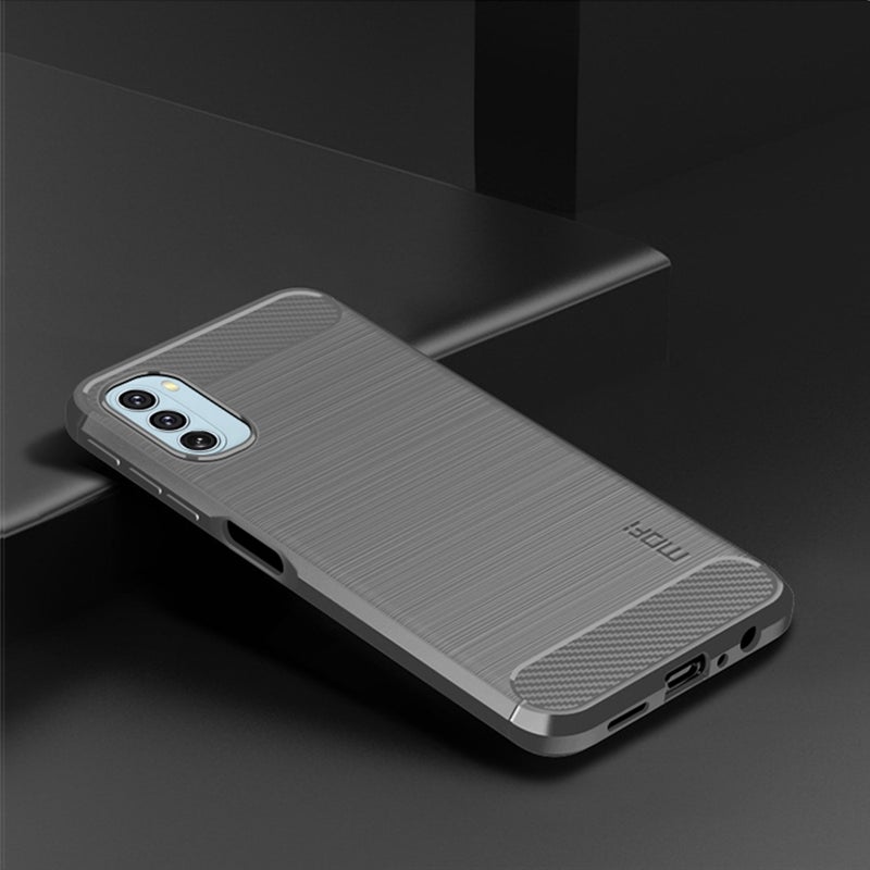HuHa Case Cover For Motorola Moto G51  5G MOFI Gentleness Brushed Carbon Fiber Soft TPU Case(Gray) - Image 3