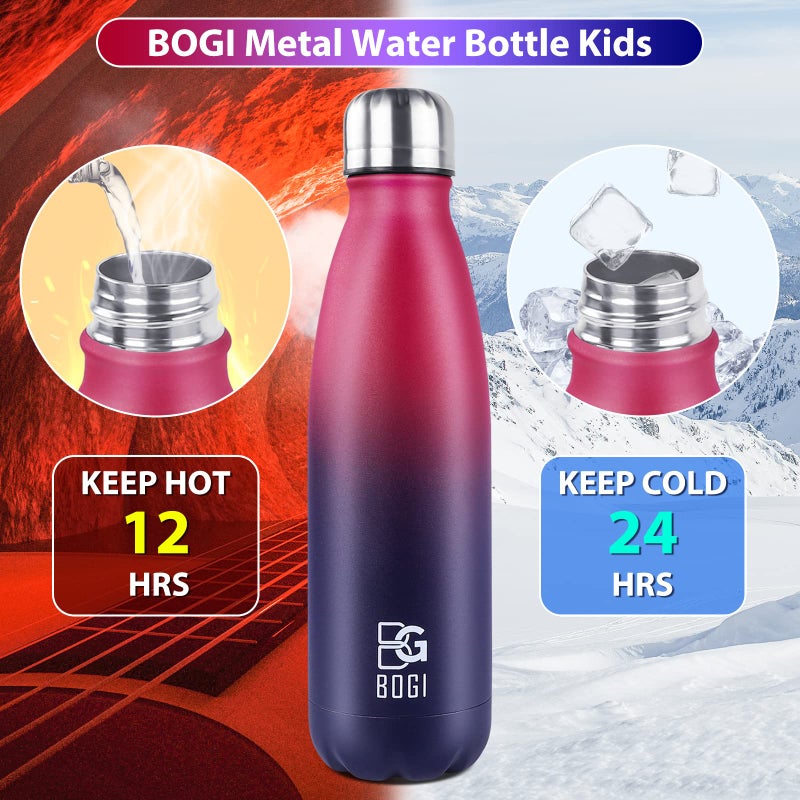 BOGI Insulated Water Bottle  25oz 2 Pack Stainless Steel Water Bottles  Leak Proof Sports Metal Water Bottles Keep Drink Cold for 24 Hours and Hot for 12 Hours BPA Free kids water bottle for School - Image 4