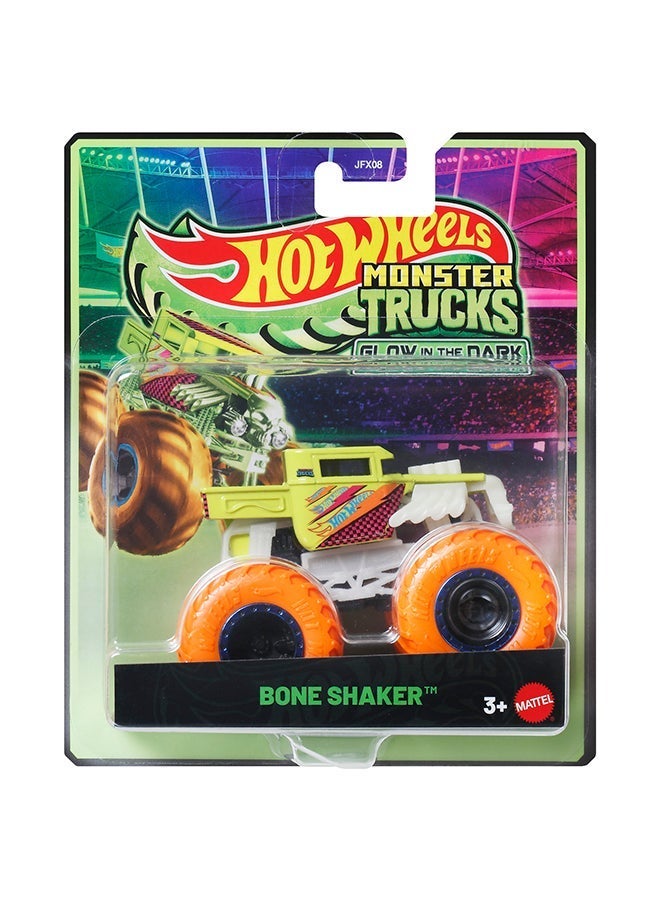 Hot Wheels شاحنات الوحوش، شاحنة لعبة مصنوعة من الصب، تتوهج في الظلام بمقياس 1:64 (قد تختلف الأنماط) - Image 2