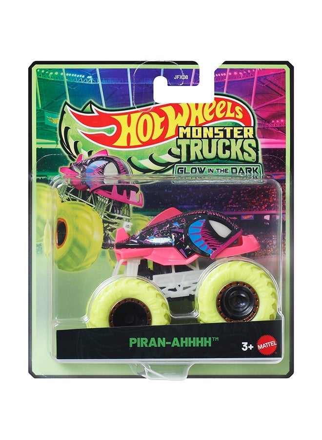 Hot Wheels شاحنات الوحوش، شاحنة لعبة مصنوعة من الصب، تتوهج في الظلام بمقياس 1:64 (قد تختلف الأنماط) - Image 3