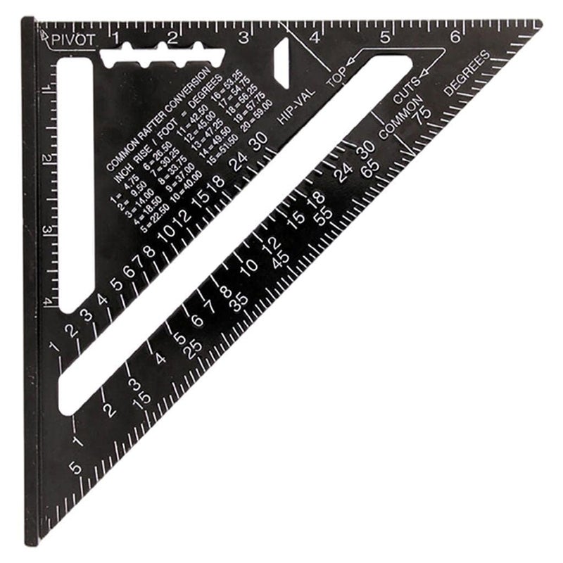 NIKTION 7 Inch Rafter Square Triangle Ruler Angle Ruler Aluminum Alloy Double Scale Carpenter Triangle Square Rafter Tool Mensurement Tool for Woodworking and Carpentry - Image 1