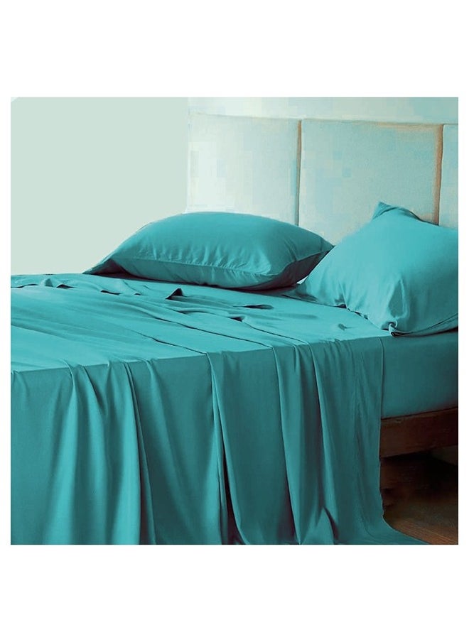 QBED Plain Cotton Sheet Set of 3 Turquoise  - Image 1