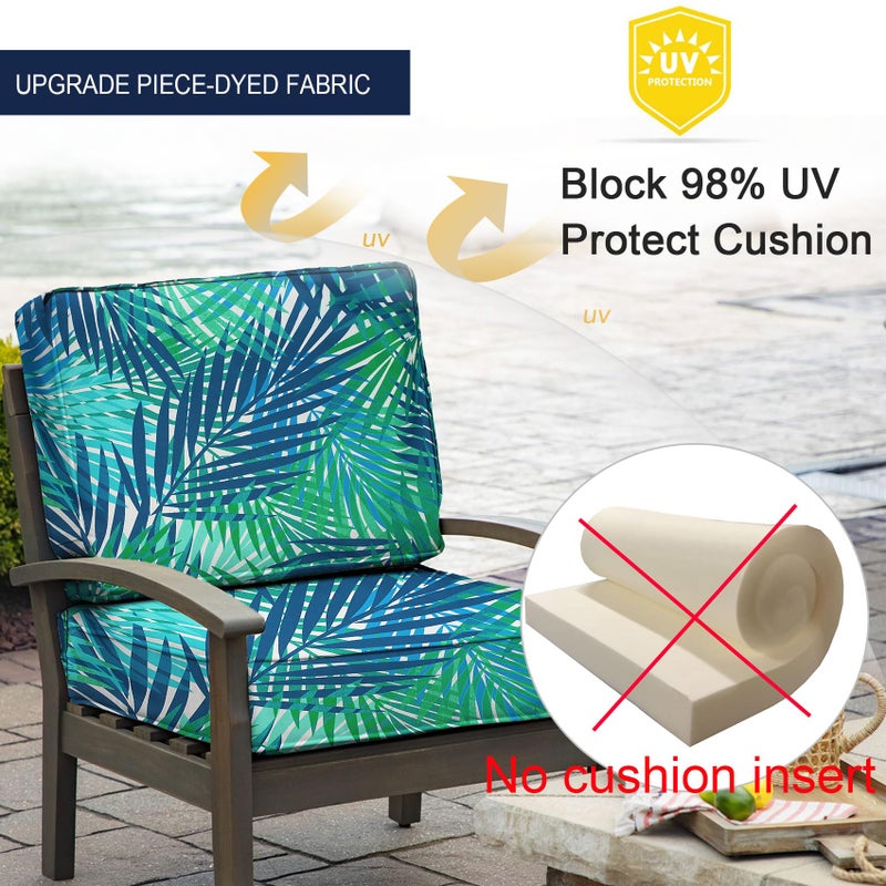 NettyPro Patio Chair Seat Cushion Covers Set 4, Waterproof Outdoor Furniture Cushion Slipcovers with Zipper and Tie, 21 x 19 x 3 Inch, Replacement Cover Only, Tropical Leaf - Image 3
