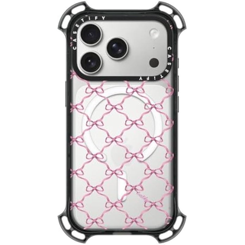 Casetify Bounce iPhone 17 Pro Case 【Shockproof/Compatible with Magsafe / 21.3 ft. 7X Military Grade Drop Protection】 - Entwined in Ribbon - Clear Black - Image 1
