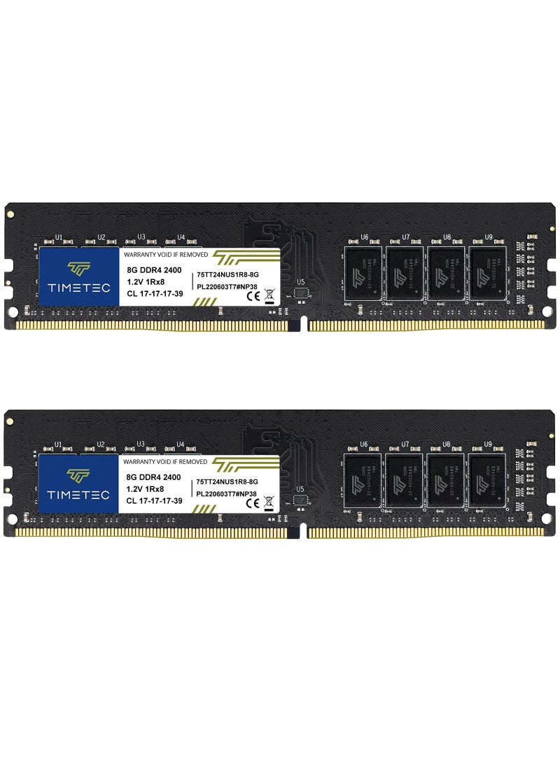 Timetec Timetec 16GB KIT(2x8GB) DDR4 2400MHz PC4-19200 Non-ECC Unbuffered 1.2V CL17 1Rx8 Single Rank 288 Pin UDIMM Desktop PC Computer Memory RAM Module Upgrade (16GB KIT(2x8GB))  - Image 1