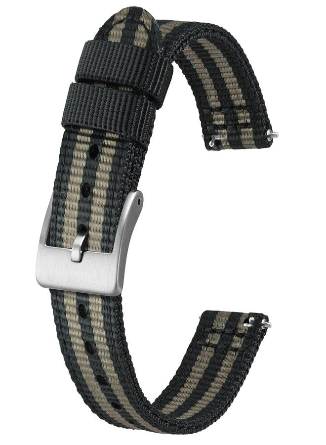 BISONSTRAP Nylon Strap for Men, Two-Piece Military Watch Strap, Quick Release, Brushed Buckle, Strap Width 18 mm, 19 mm, 20 mm, 22 mm, 20mm, Nylon, No gemstone - Image 1