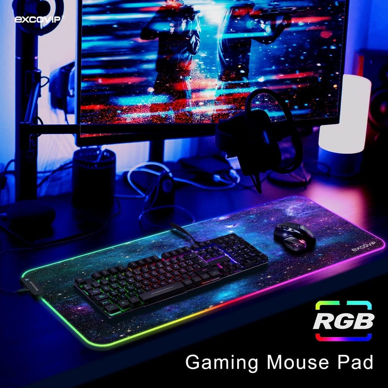 إكسوفيب لوحة ماوس ألعاب RGB، 14 وضعًا ممتدًا، لوحة ماوس LED كبيرة الحجم للكمبيوتر الشخصي، ماك بوك، لوحة مفاتيح مضادة للانزلاق (سماء مرصعة بالنجوم 800 × 300 مم) - 9074 - Image 2