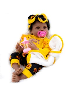 Aori Lifelike Black Reborn Baby Dolls Girl- 22 Inch Realisticgirl Doll African American Newborn Weighted Dolls- Gift Set For Ages 3+  - Image 2