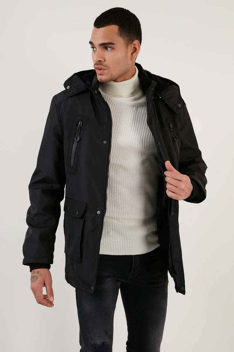 Buratti Plush Lined Removable Hooded Regular Fit Men's Coat 5855018
