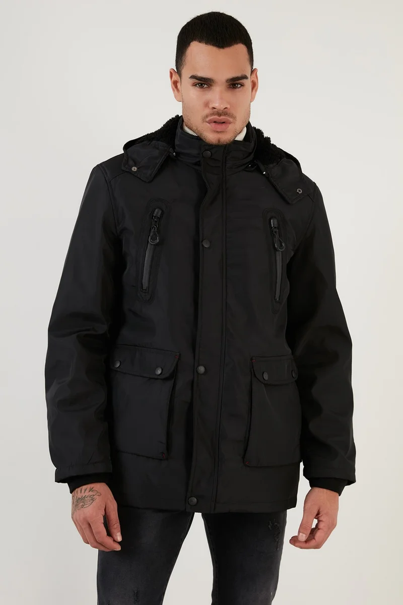 Buratti Plush Lined Removable Hooded Regular Fit Men's Coat 5855018